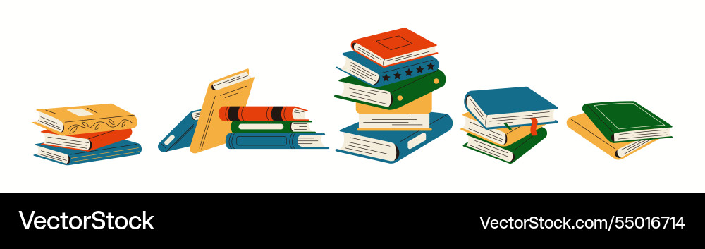 Stacks of Books - Flat Color Objects vector image