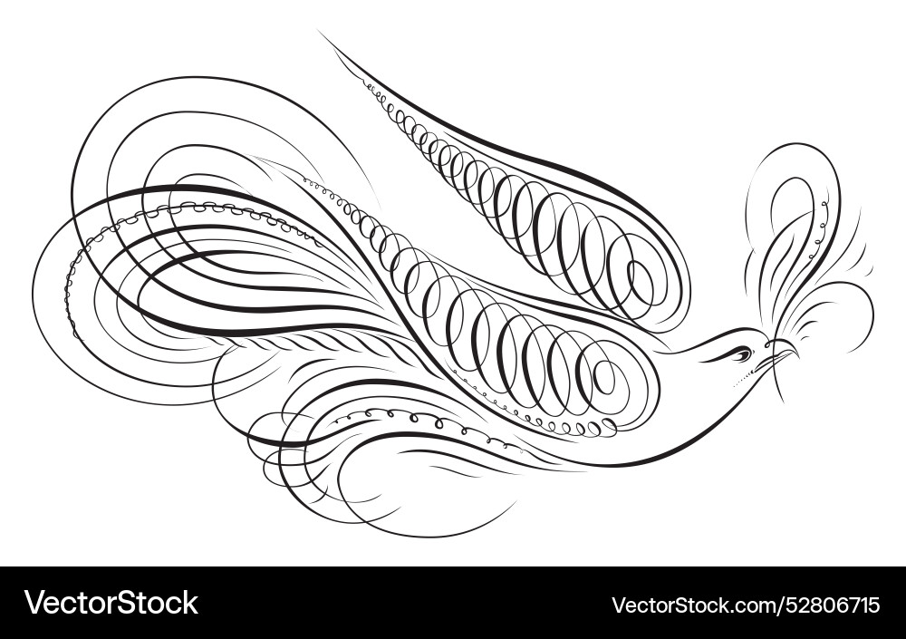 Abstract bird with elegant calligraphy strokes Vector Image