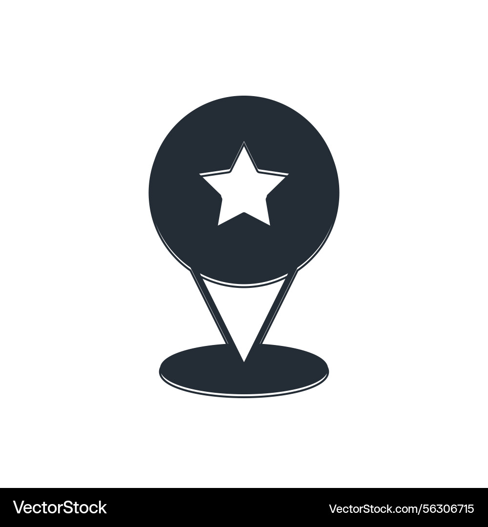 Black map pointer with star icon isolated Black map pointer with star icon isolated vector image