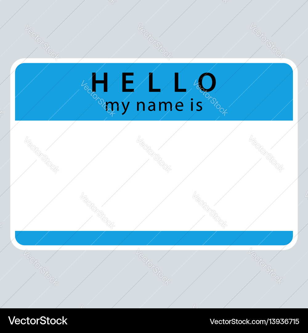 Blue Name Tag - Hello My Name Is vector image