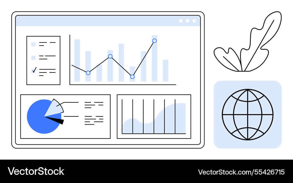 Digital dashboard featuring data analytics pie Vector Image