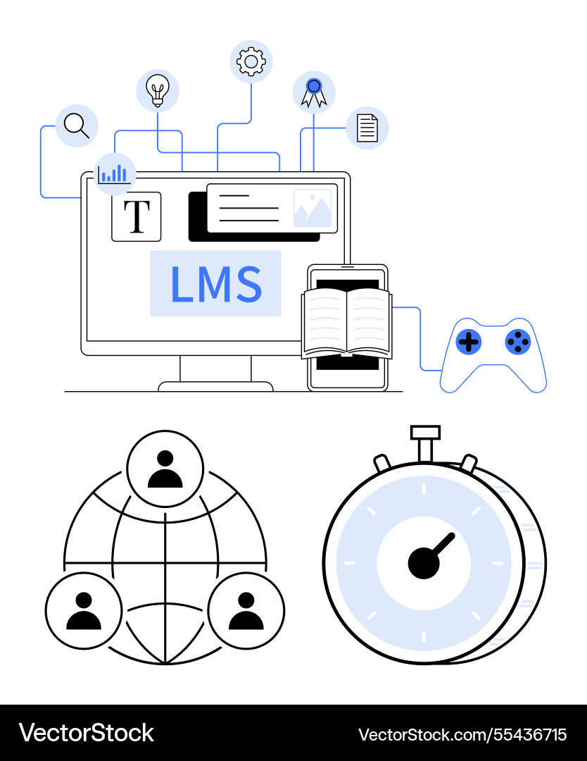 Digital learning management system interface Vector Image