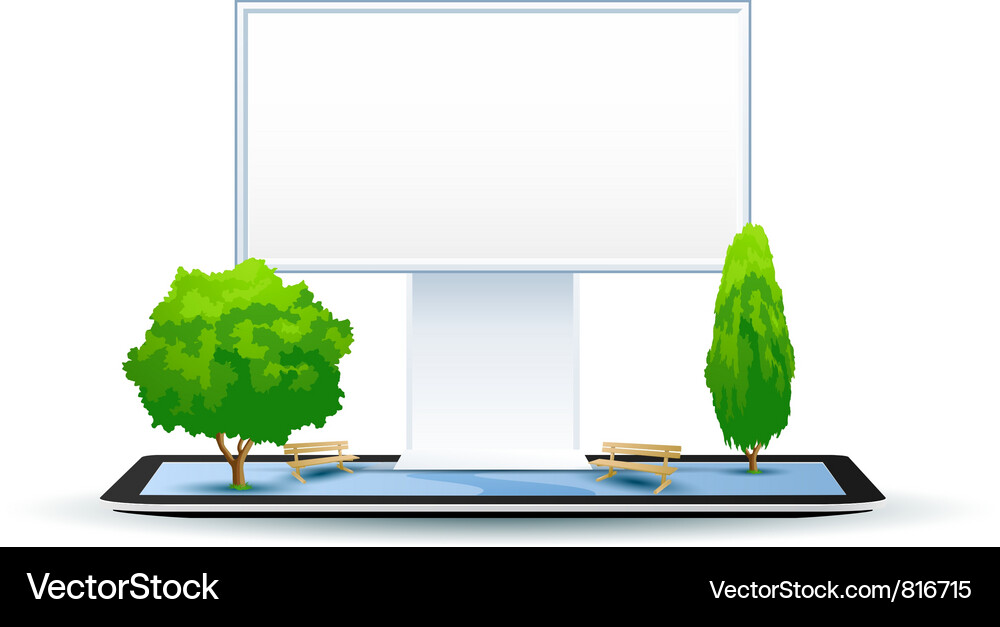 Empty billboard on tablet computer Vector Image