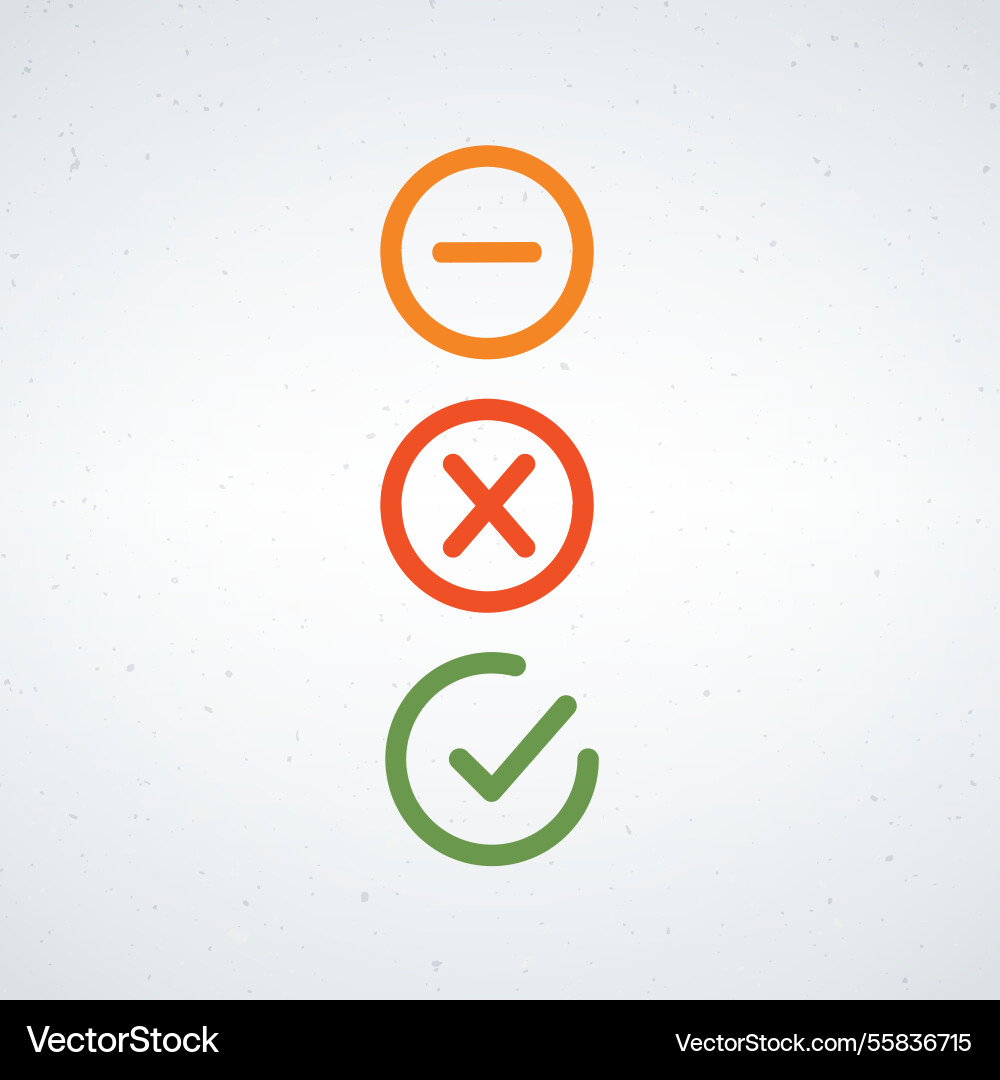 Set check mark and cross quiz correct wrong vector image
