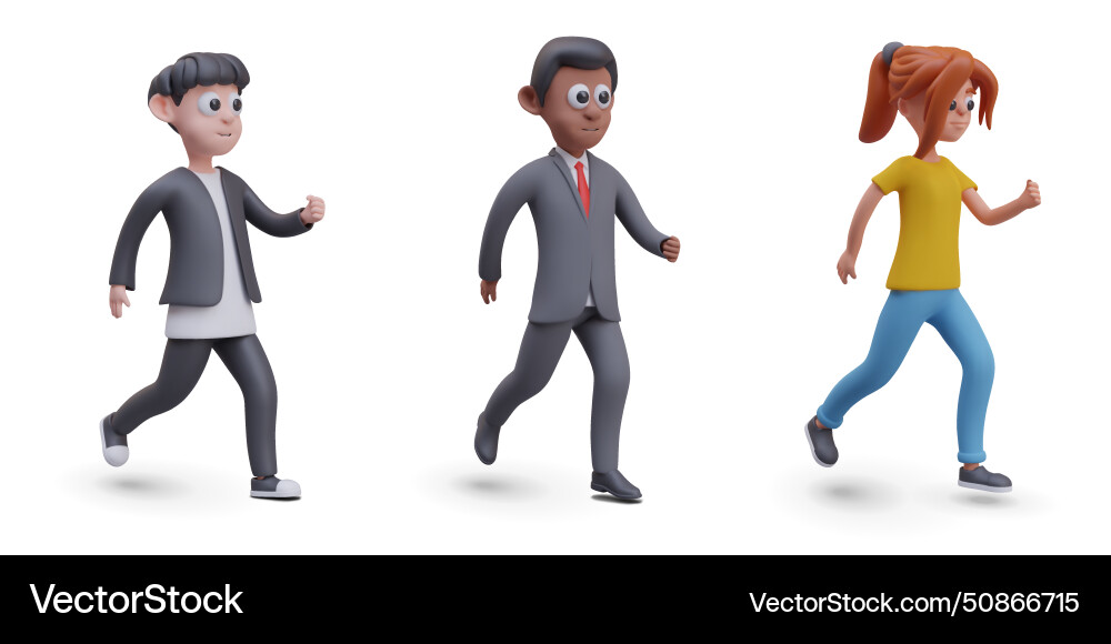 Set of characters on run realistic men Set of characters on run realistic men Vector Image