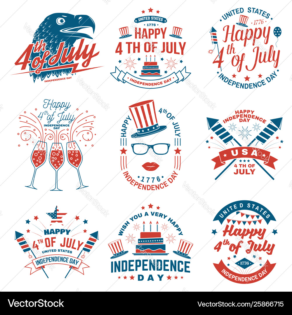 Set vintage 4th july design fourth Set vintage 4th july design fourth vector image