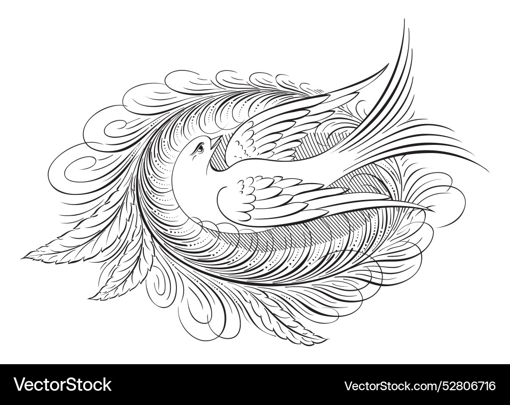 Abstract bird with elegant calligraphy strokes Vector Image