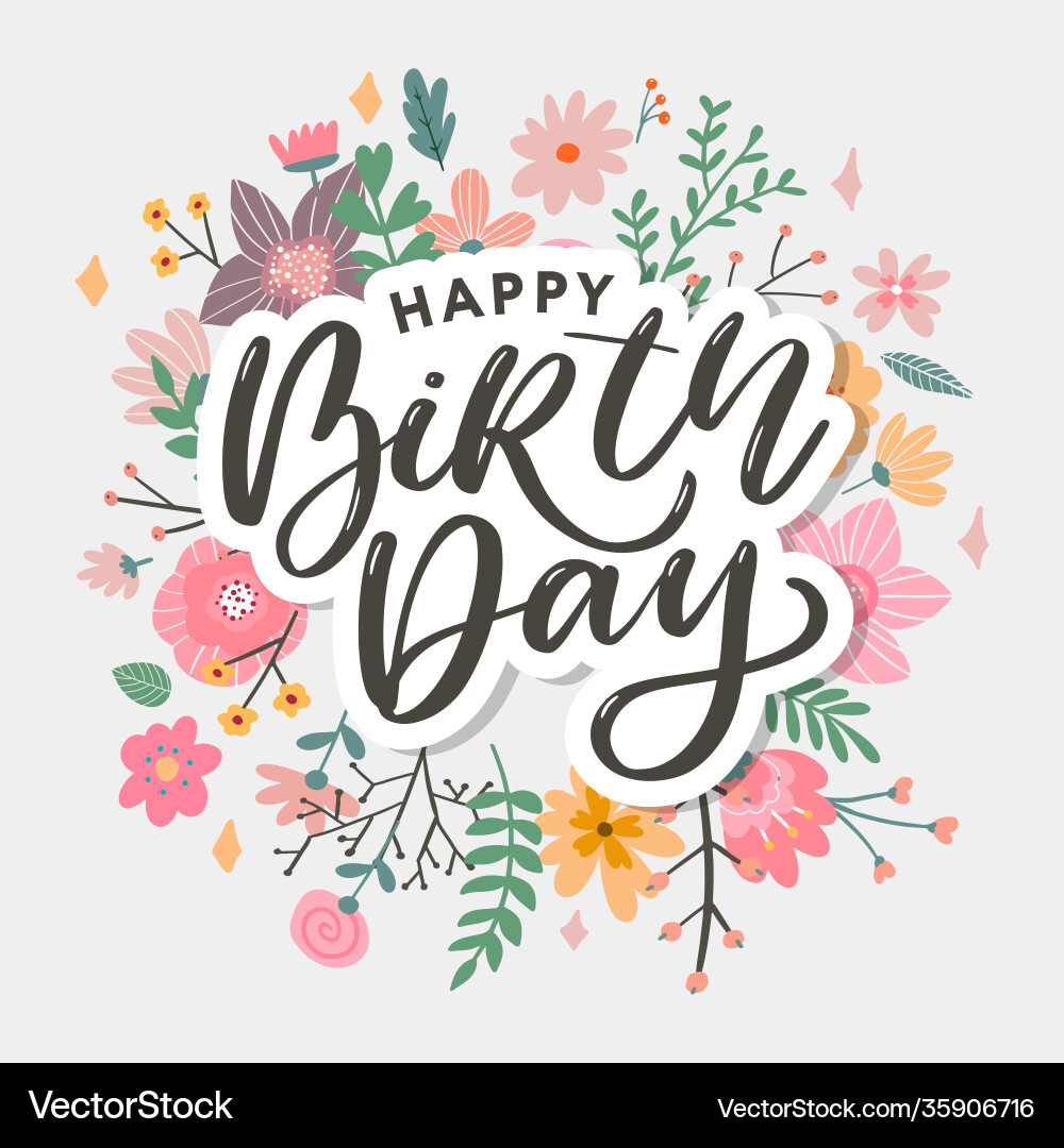 Beautiful happy birthday greeting card Royalty Free Vector