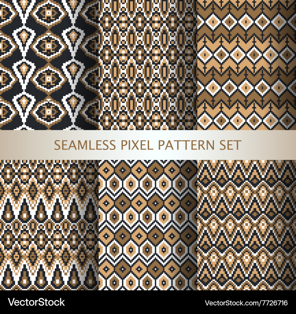 Collection of pixel colorful seamless patterns Vector Image
