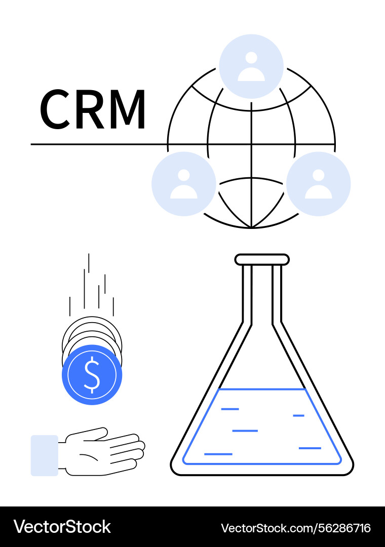 Crm network with user connections financial Crm network with user connections financial vector image