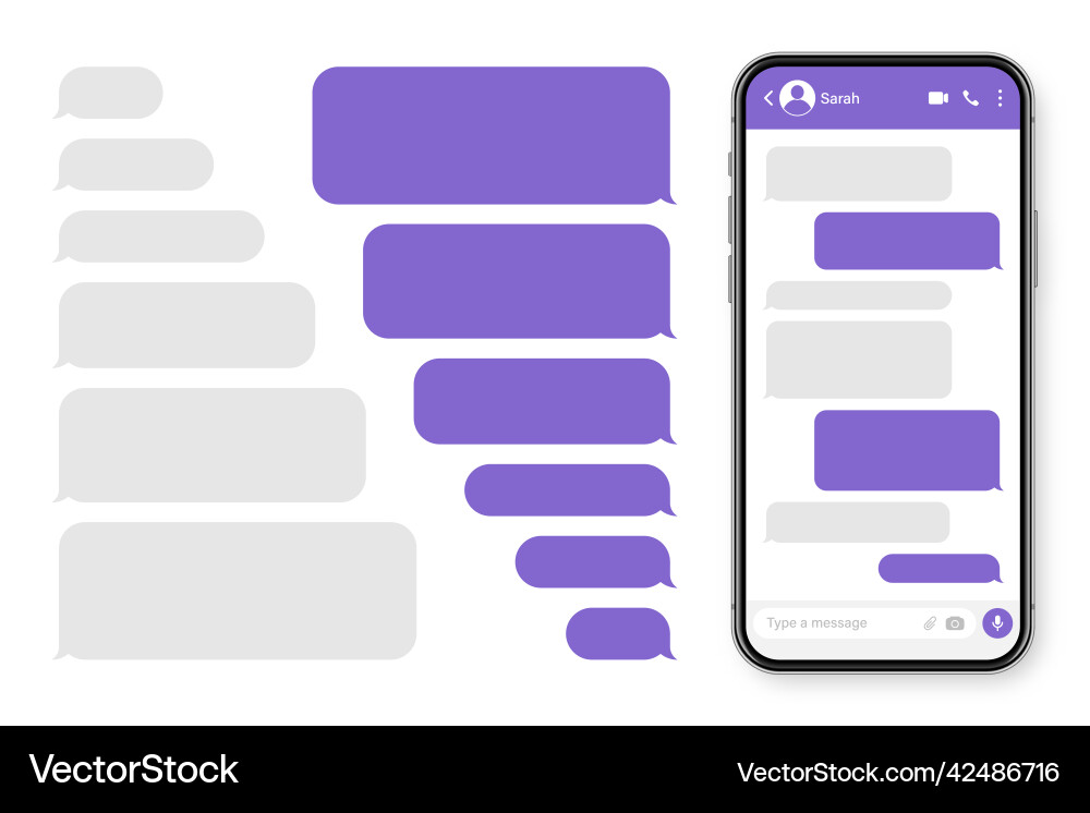 Realistic smartphone with messaging app blank sms Realistic smartphone with messaging app blank sms vector image