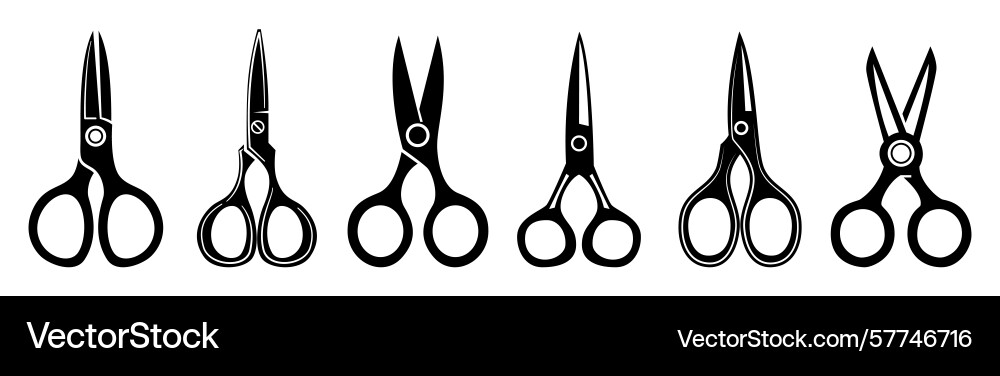 Set of scissors template flat and line icons Vector Image