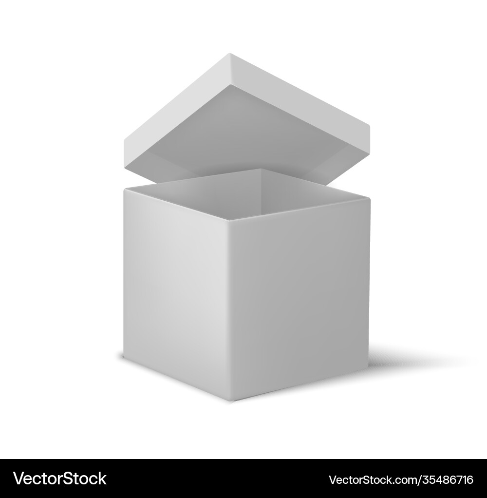 White open box realistic cardboard cube 3d empty White open box realistic cardboard cube 3d empty vector image