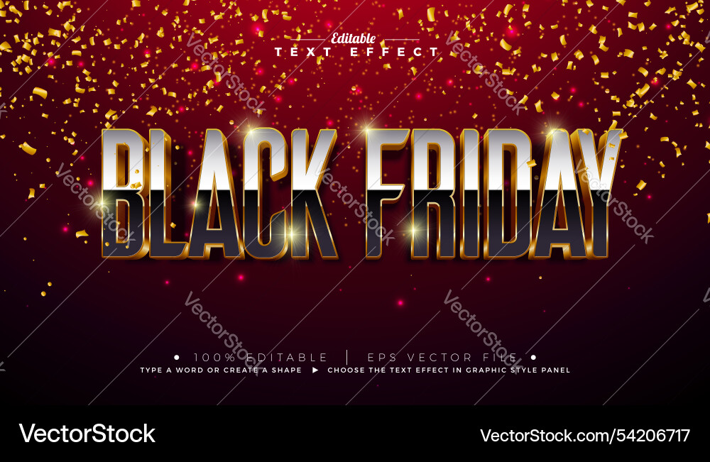 Black friday 3d text effect design editable Vector Image