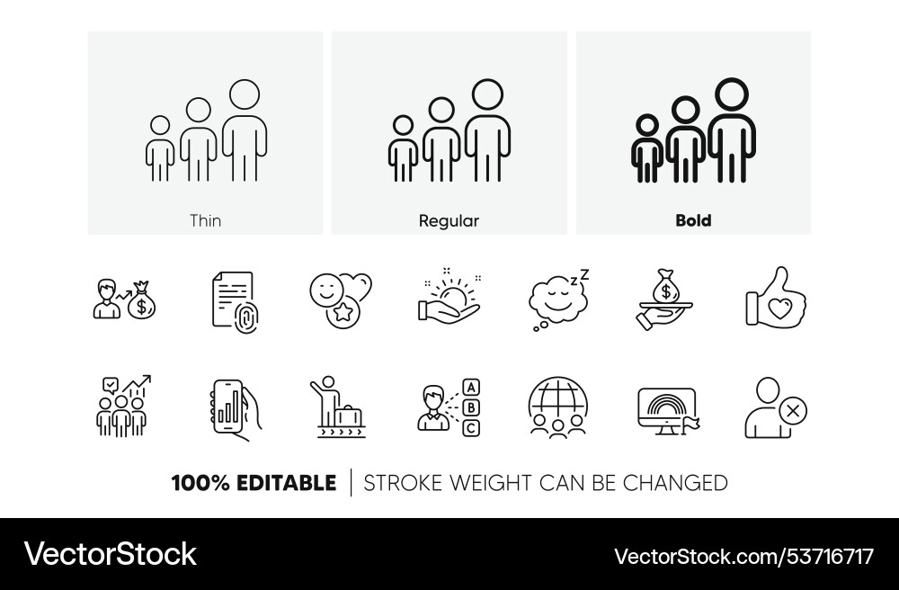 Delete user analysis app and like hand line icons Delete user analysis app and like hand line icons Vector Image