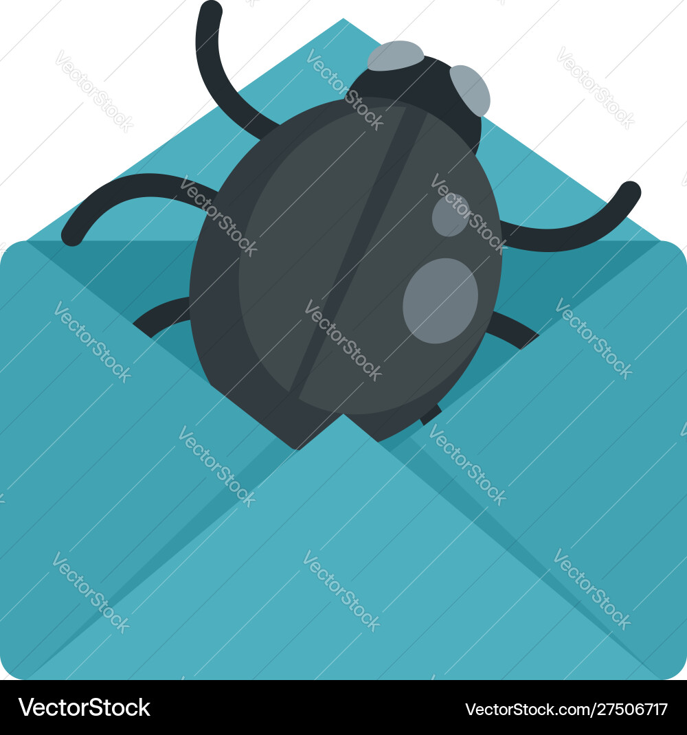 Mail bug icon flat style Vector Image