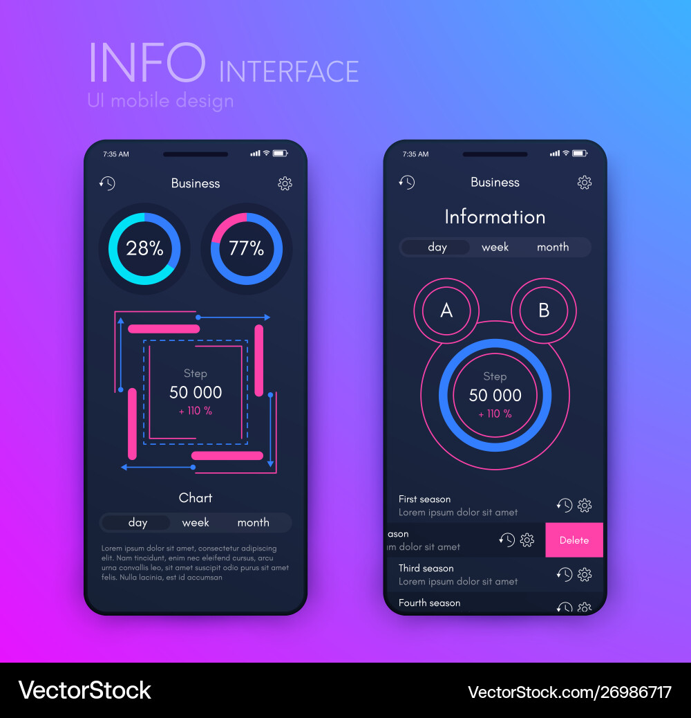 Mobile application interface ui design stock Mobile application interface ui design stock Vector Image