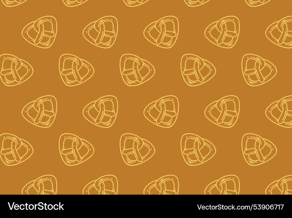 Pretzel triangle shape pattern on brown background Pretzel triangle shape pattern on brown background vector image