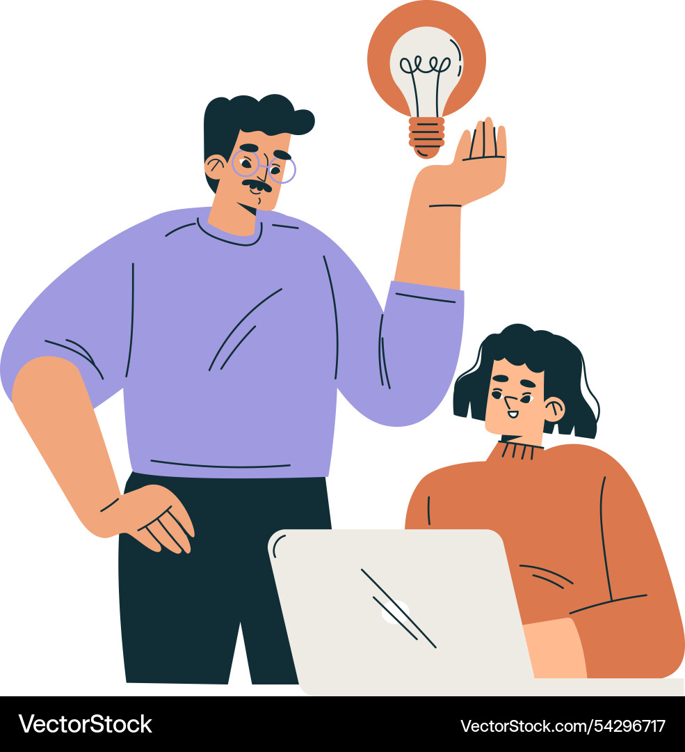 Productive team with business man and woman Productive team with business man and woman vector image