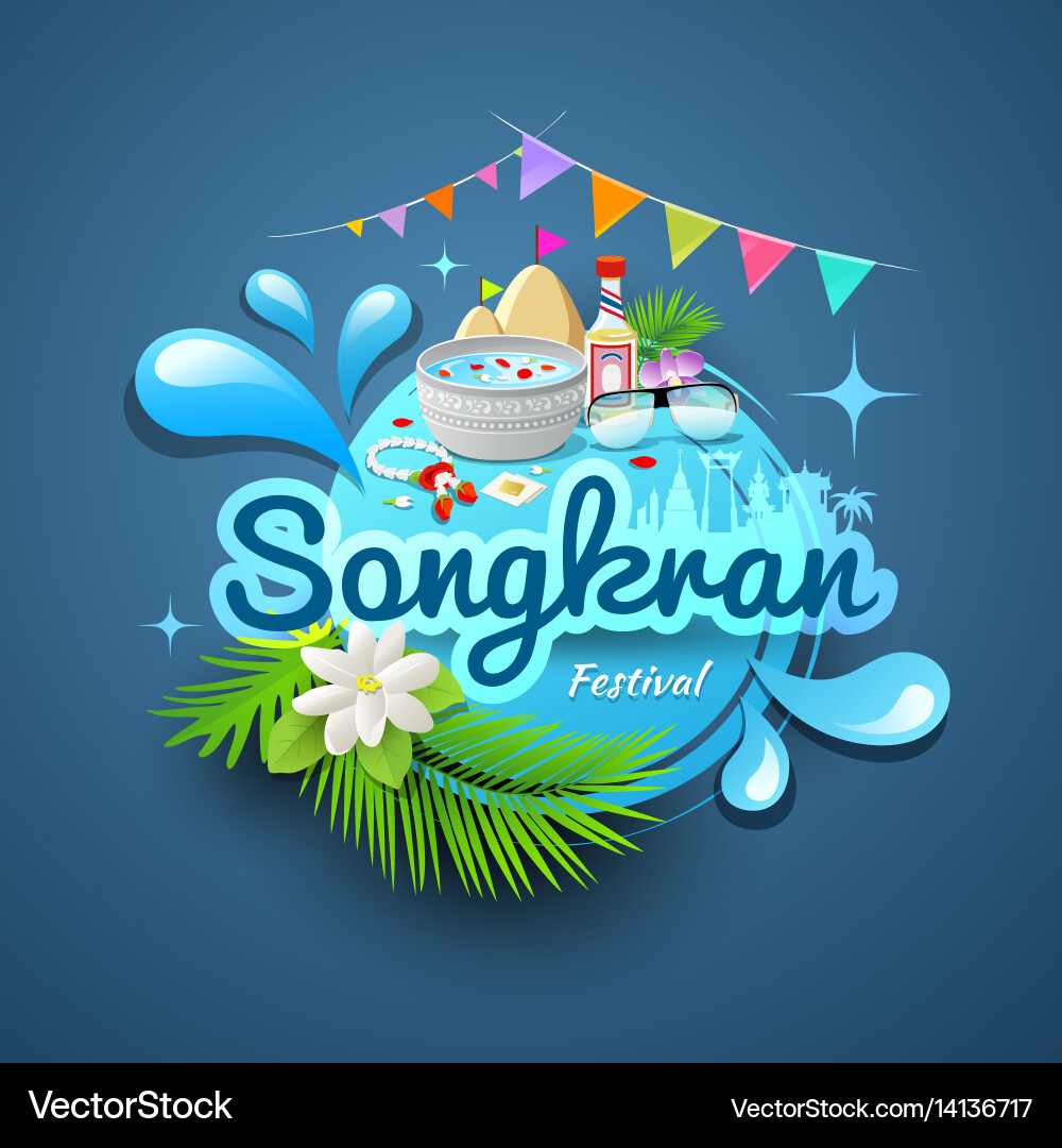 Songkran Water Festival Thailand Logo Vector Image
