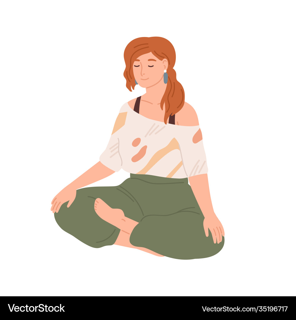 Woman Meditating in Lotus Pose Vector Image