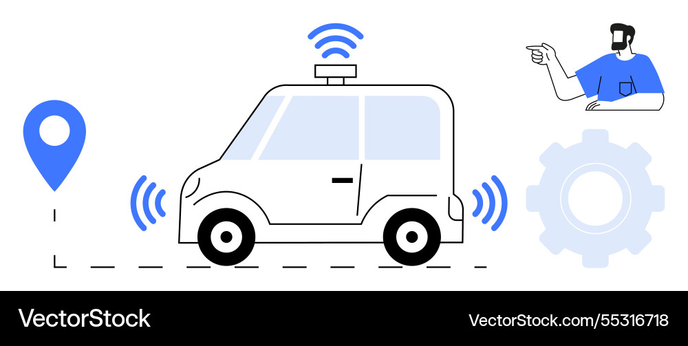 Autonomous vehicle navigation and control with gps Autonomous vehicle navigation and control with gps vector image