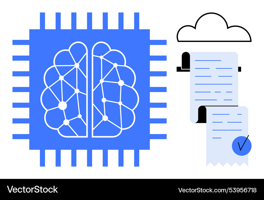Brain on chip with cloud data storage and document Brain on chip with cloud data storage and document vector image