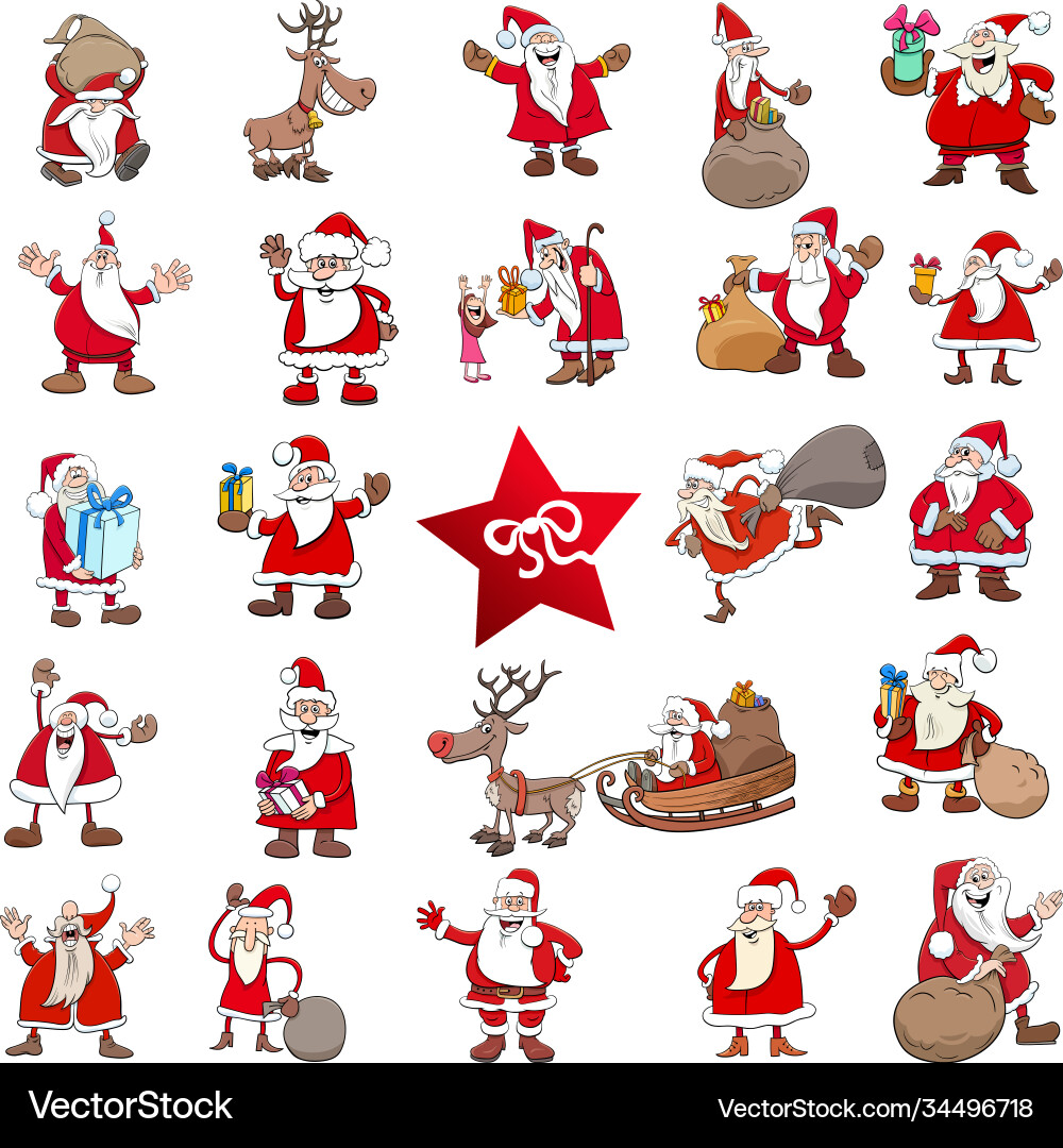 Christmas Cartoon Characters Set Vector Image