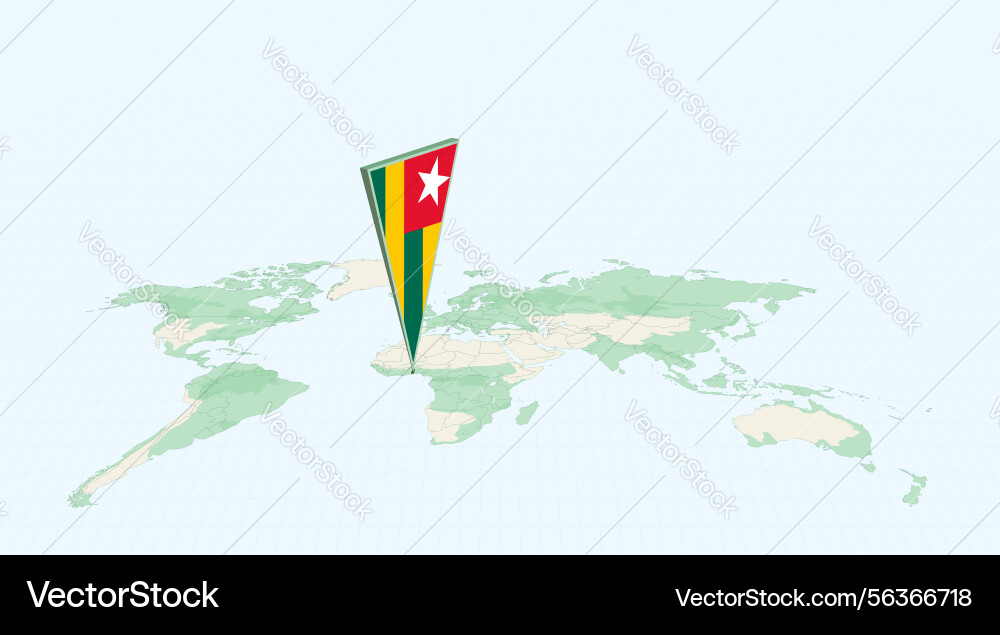 Highlighted togo on global map with 3d flag vector image