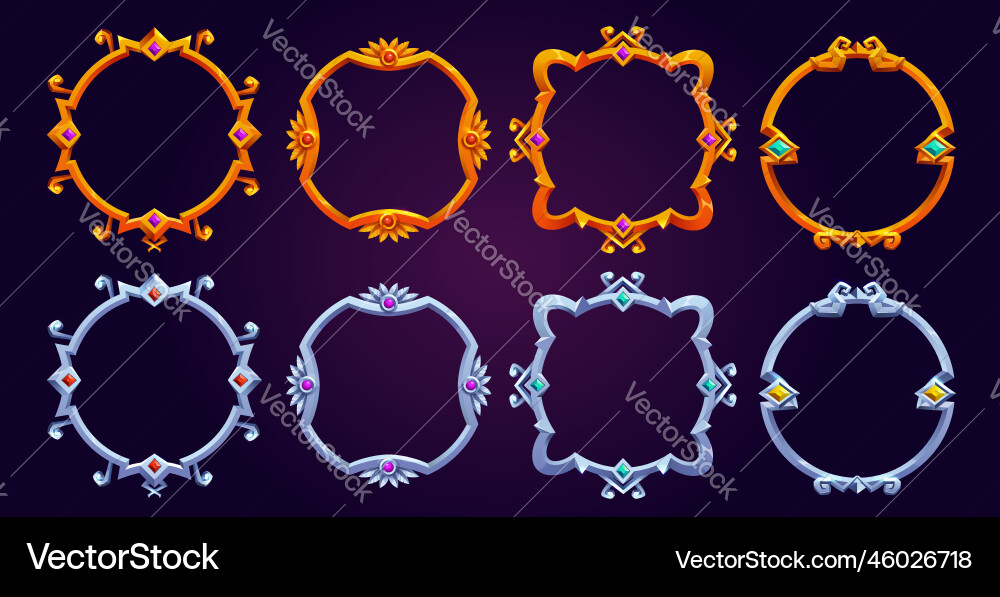 Set of fantasy round game frames Set of fantasy round game frames vector image