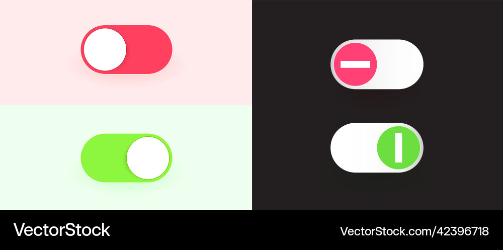 Set of on and off toggle switch buttons modern Set of on and off toggle switch buttons modern Vector Image