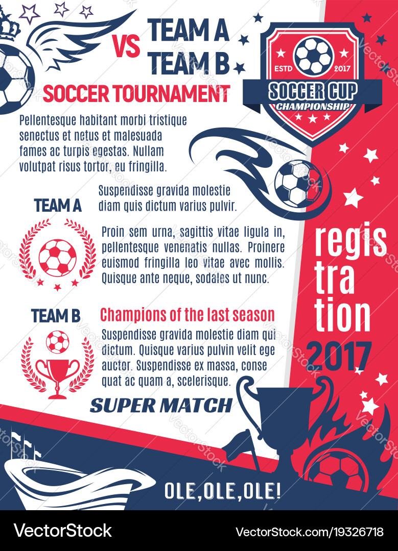 Soccer ball winner cup poster for football sport vector image