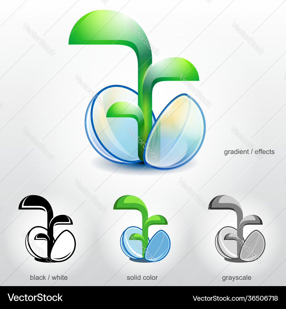 Sprout plant grow up from stylized spherical vector image