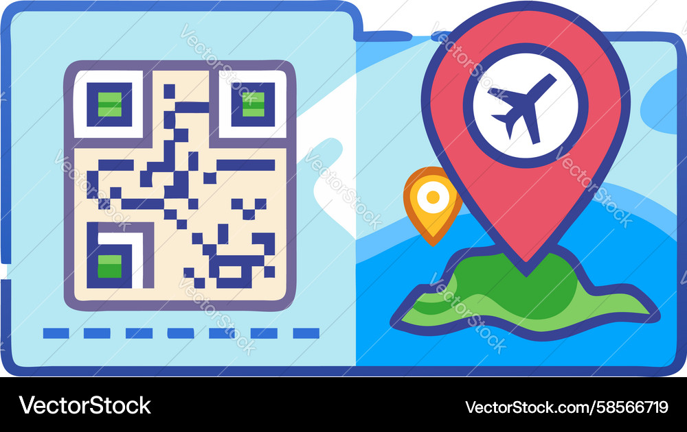 Digital Travel QR Code Pin Vector Image