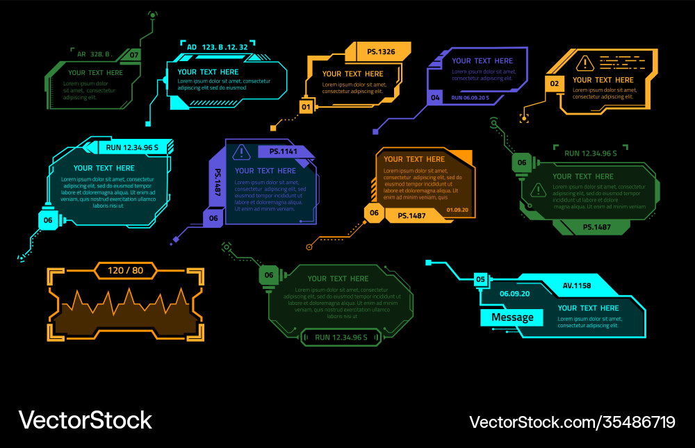 Hud game elements luminescent futuristic Hud game elements luminescent futuristic vector image