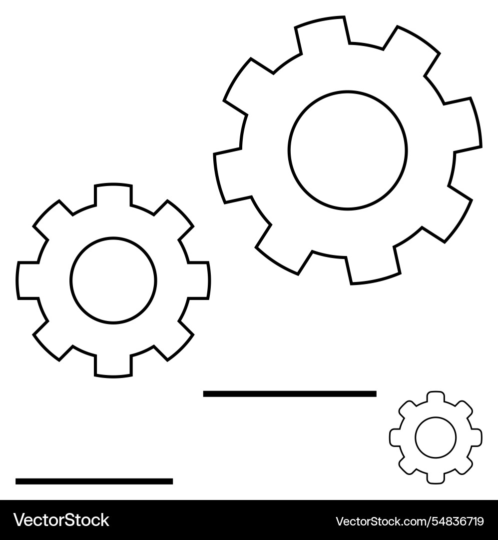 Mechanical gears in motion with minimalistic vector image