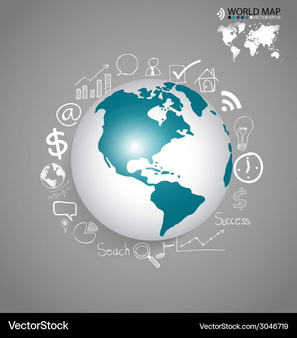 Modern globe with application icon template Vector Image