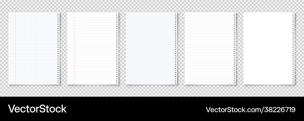 Realistic blank lined paper sheets in a4 format Realistic blank lined paper sheets in a4 format vector image