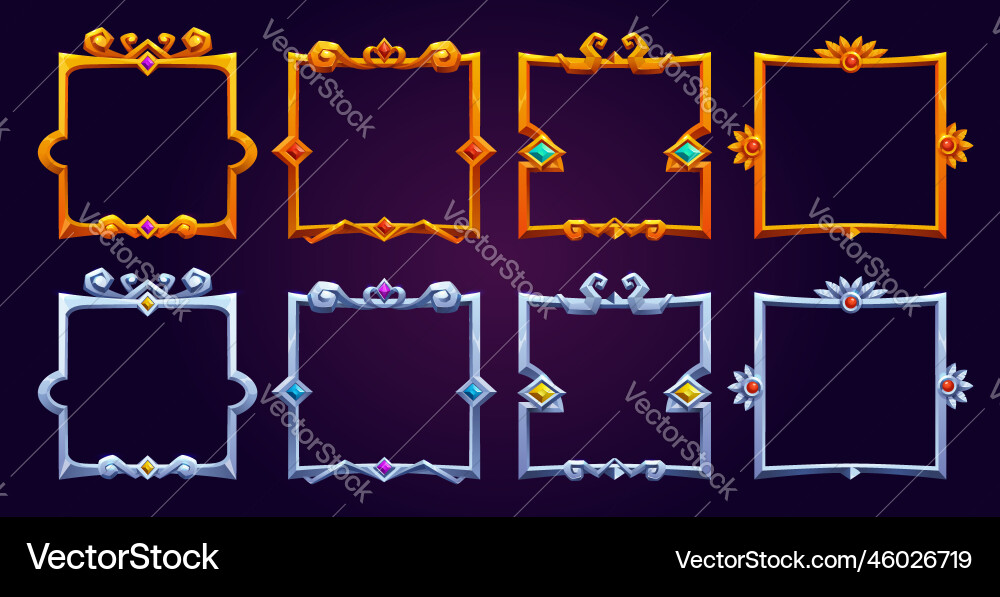 Set of fantasy square game frames Set of fantasy square game frames vector image