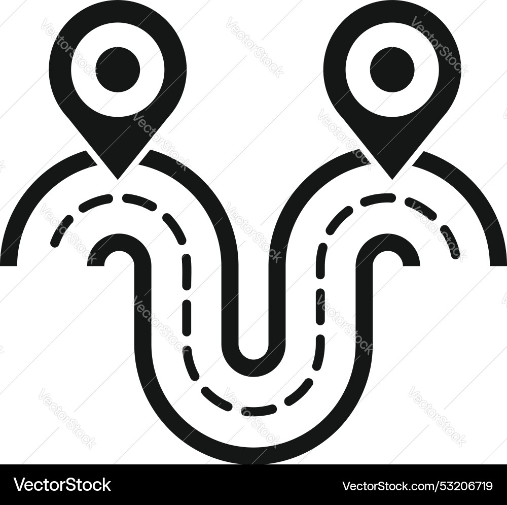 Simple icon of a route starting and ending Simple icon of a route starting and ending vector image