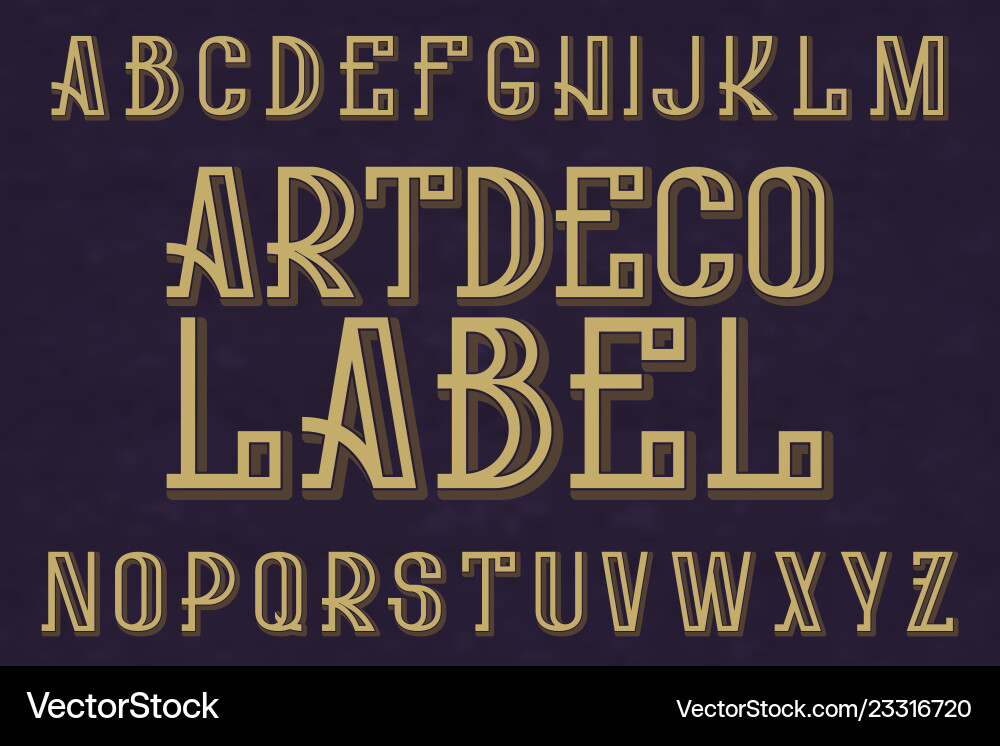 Artdeco label typeface retro font isolated Artdeco label typeface retro font isolated vector image