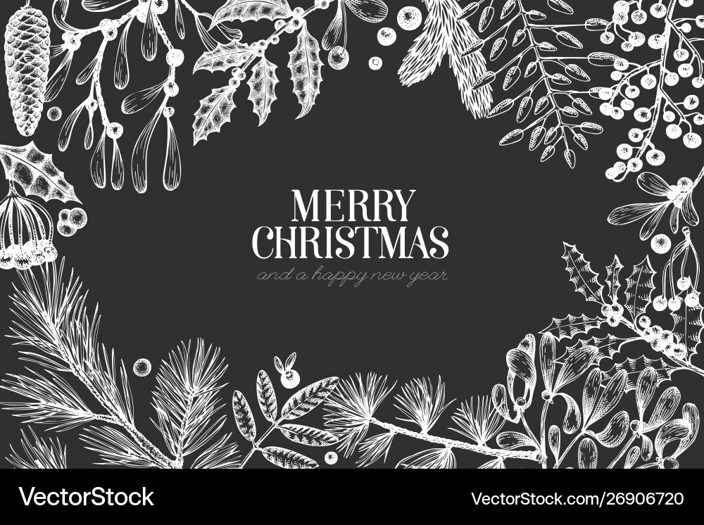 Botanical Christmas Card Template Vector Image