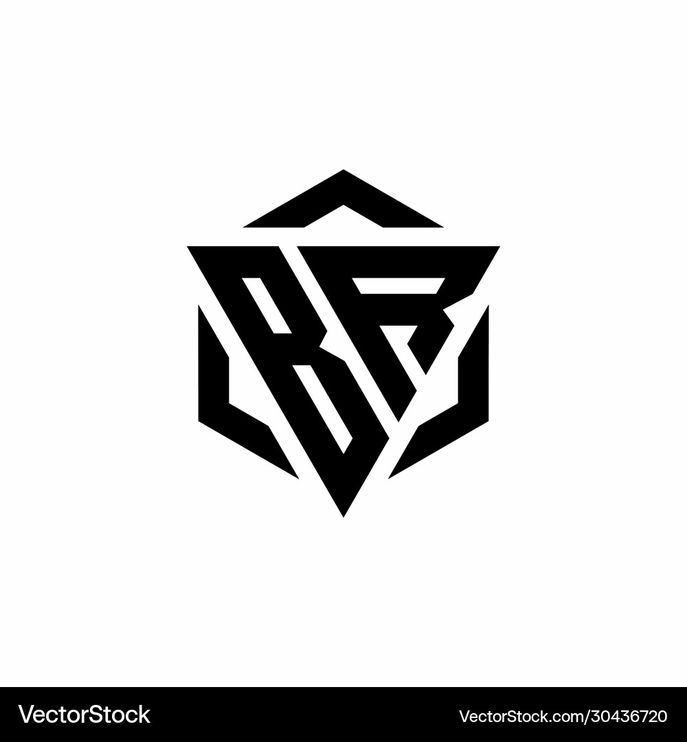 Br logo monogram with triangle and hexagon modern vector image