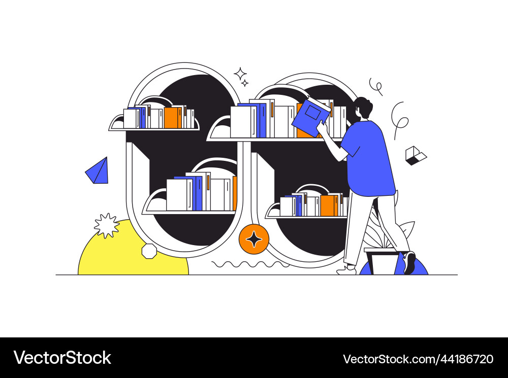 Cloud library web concept in flat outline design vector image