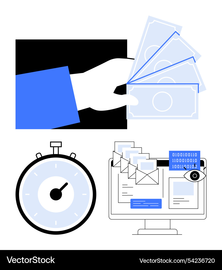 Efficient time management and secure online Efficient time management and secure online vector image