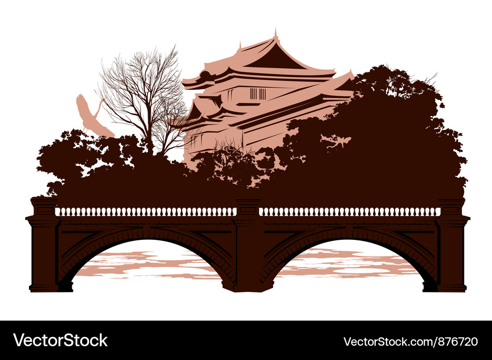 Japanese Garden Scene Vector Image
