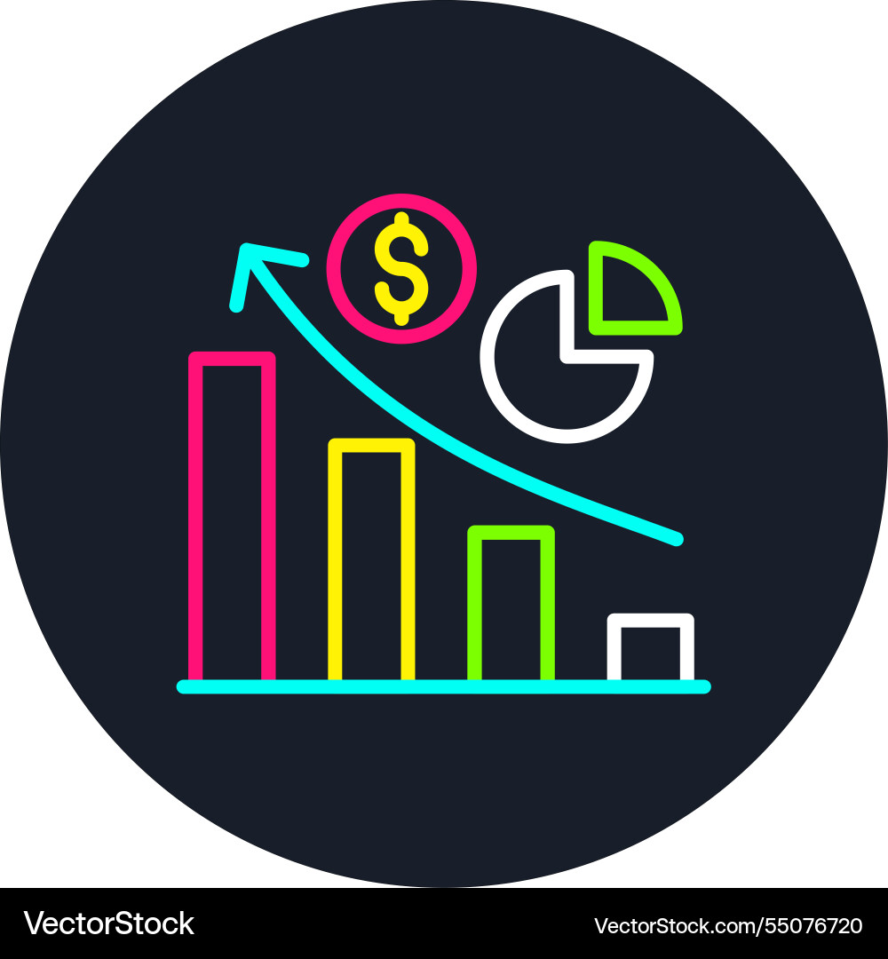 Pie chart line multi color icon Vector Image