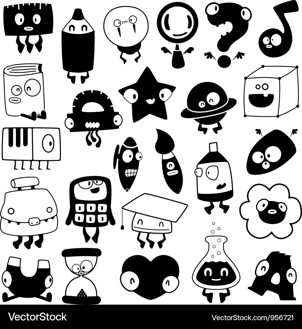Cartoon School Objects Collection Vector Image