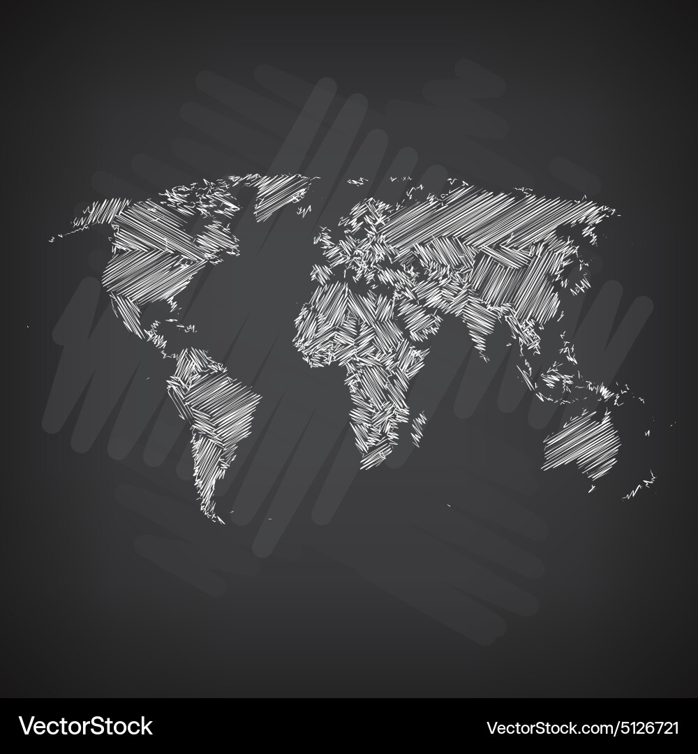 Chalkboard World Map Sketch Vector Image