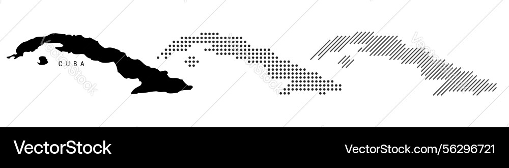 Cuba silhouette map and two patterns of dots Cuba silhouette map and two patterns of dots vector image